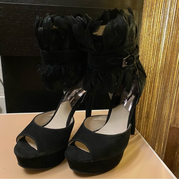 Michael Kors Vasha Suede Platform Open Toe Heels Size 5.5 - Picture 7 of 14